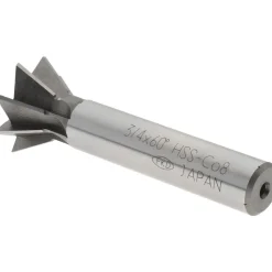 Dovetail Cutter: 60 °, 3/4" Cut Dia, 5/16" Cut Width, Cobalt