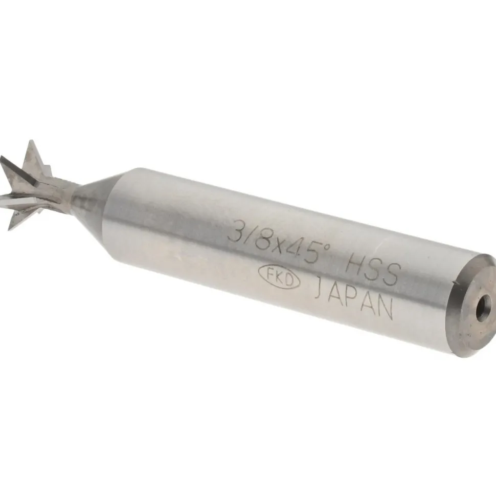 Dovetail Cutter: 45 °, 3/8" Cut Dia, 3/16" Cut Width, High Speed Steel