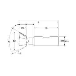 Dovetail Cutter: 60 °, 1" Cut Dia, 3/8" Cut Width, Carbide Tipped