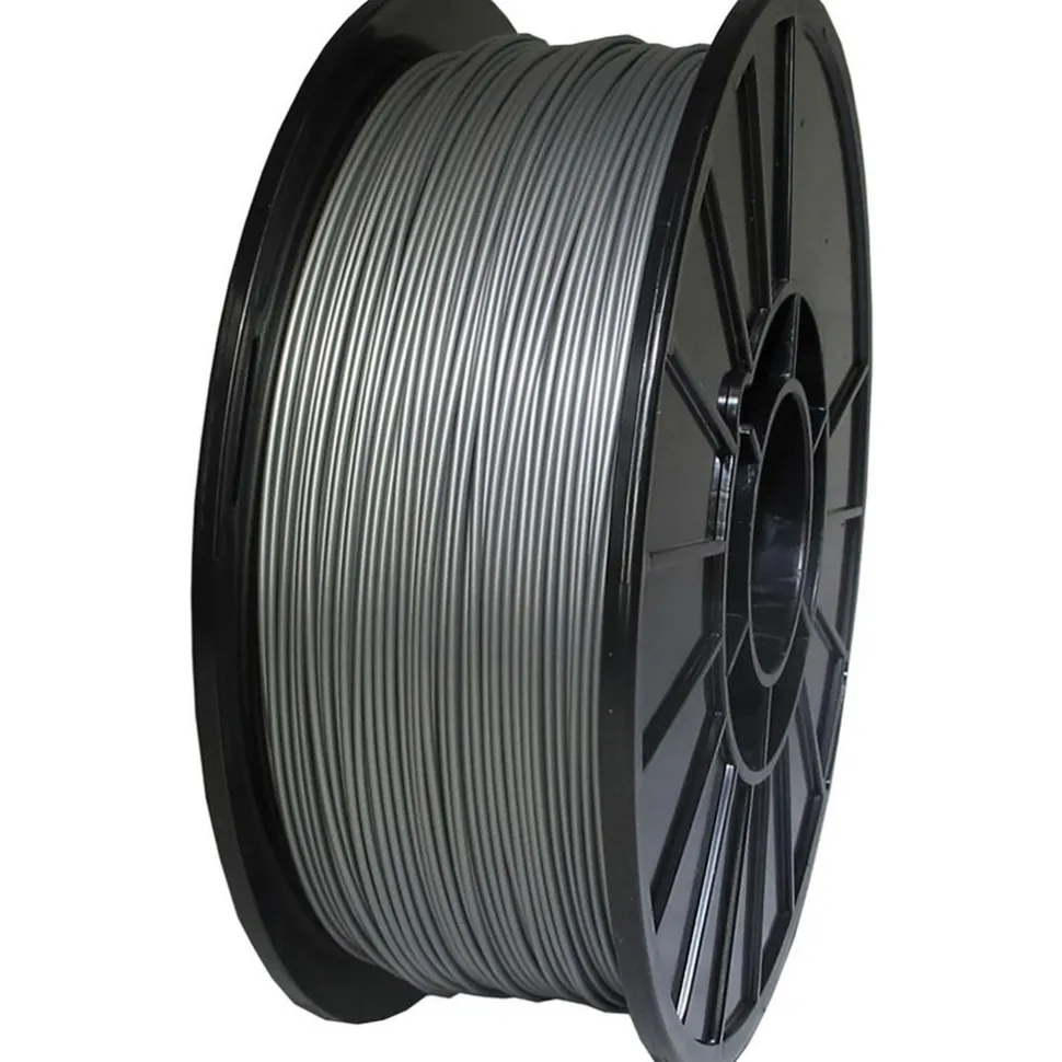 3D Printer Filaments: Filament Material: PLA; Color: Silver Metallic; Color Family: Grey; Compatible Printer Speed: 45, 300 mm/s