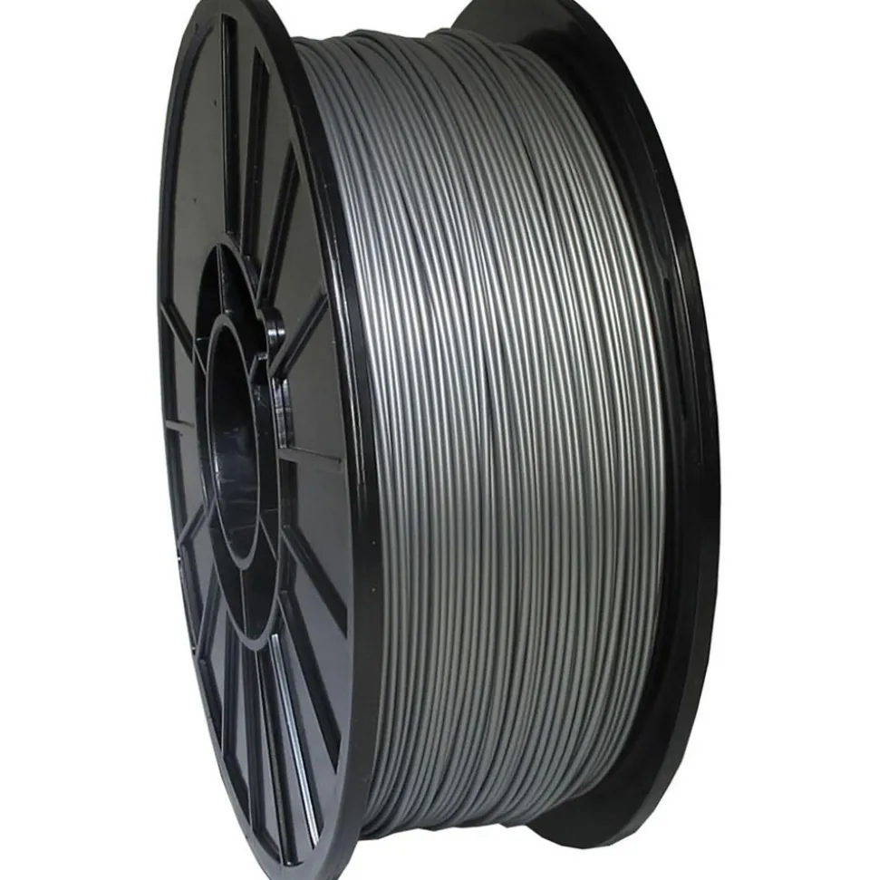 3D Printer Filaments: Filament Material: PLA; Color: Silver Metallic; Color Family: Grey; Compatible Printer Speed: 45, 300 mm/s