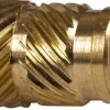 1/4" Drill, 10 32 UNF, 0.278" Dia, Brass Unheaded Heat Installed Threaded Insert