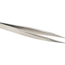 Dumont-Style Swiss Pattern Tweezer: OO-SA, Stainless Steel, Thick Shank with Flat Edge, Honed & Blunt Point Tip, 4-3/4" OAL