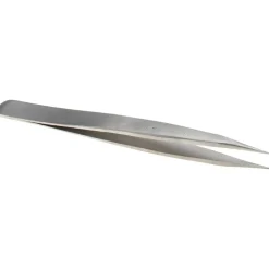 Dumont-Style Swiss Pattern Tweezer: OO-SA, Stainless Steel, Thick Shank with Flat Edge, Honed & Blunt Point Tip, 4-3/4