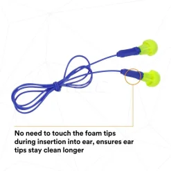 Earplugs: 28.00 dB, Foam, Cylinder, Push-In, Corded
