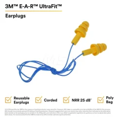 Earplugs: 25.00 dB, Plastic, Flanged, Push-In, Corded