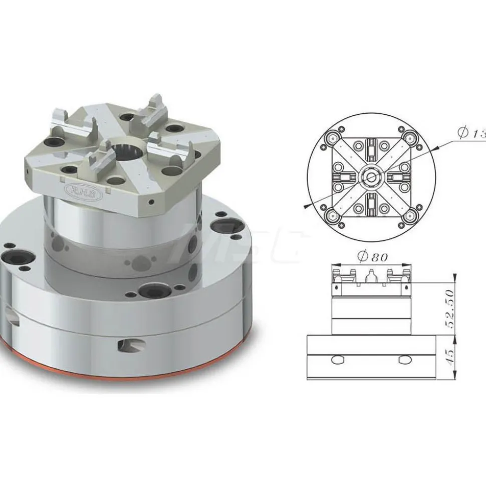 EDM Chucks: Chuck Size: 130mm x 97.5mm; System Compatibility: Macro, System 3R; Actuation Type: Pneumatic; Material: Stainless Steel