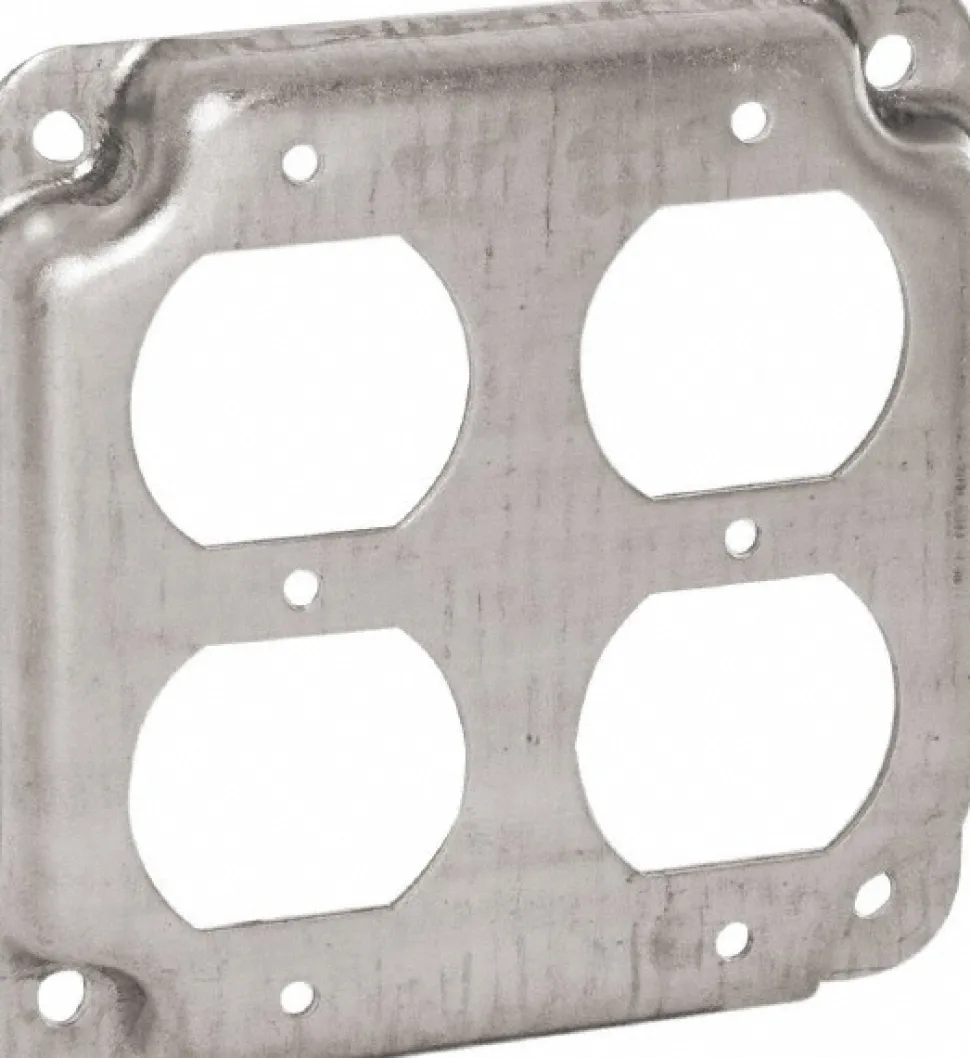 Electrical Box Cover: Steel, 4" Wide, 4" High
