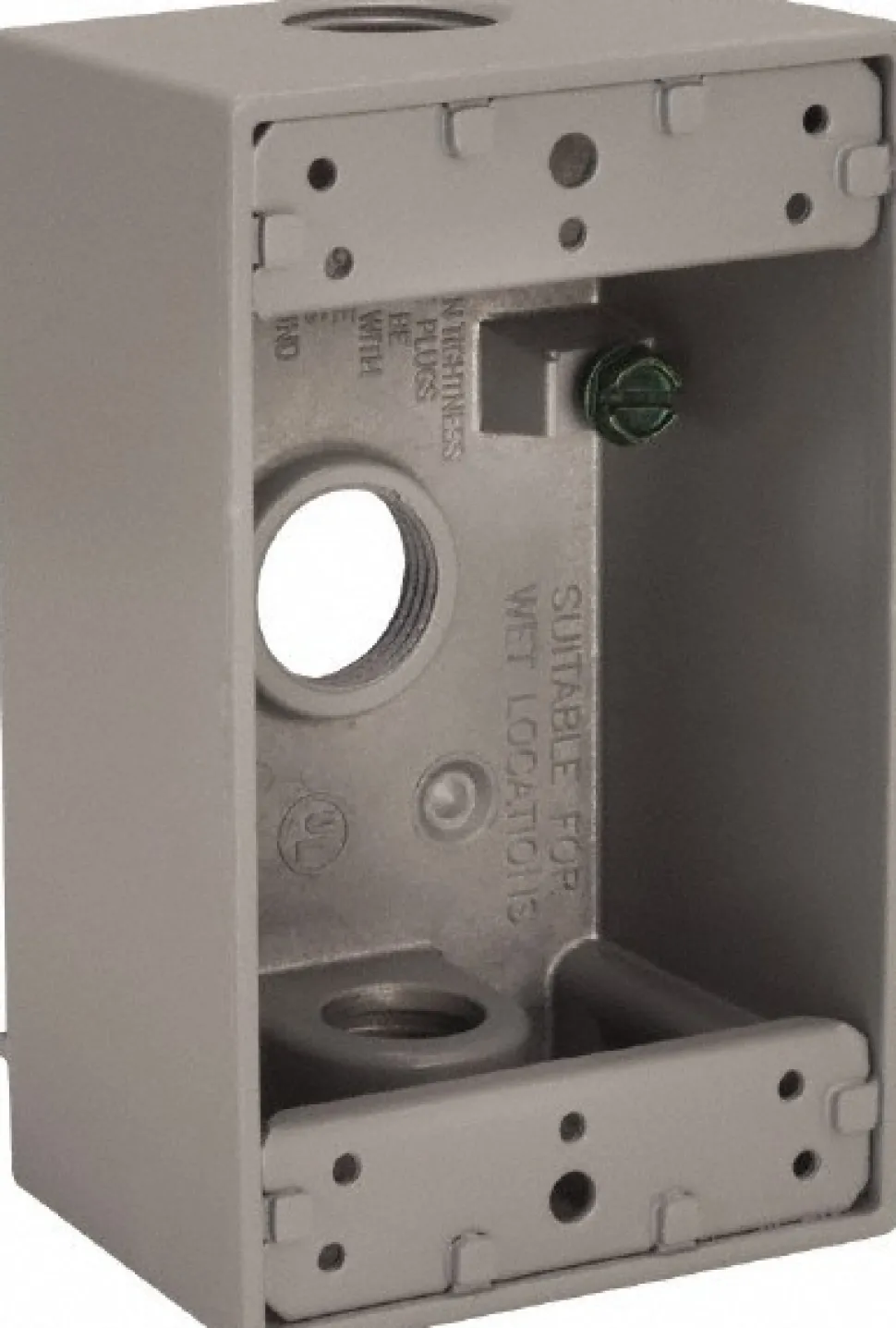 Electrical Device Box: Aluminum, Rectangle, 4-1/2" OAH, 2-3/4" OAW, 2" OAD, 1 Gang
