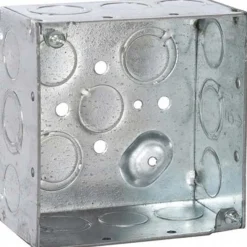 Electrical Device Box: Steel, Square, 2.2" OAH, 4" OAW, 4" OAD, 2 Gangs