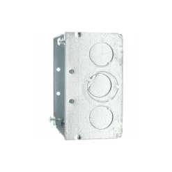 Electrical Junction Box: Steel, Square, 4" OAH, 4" OAW, 2-1/8" OAD, 2 Gangs