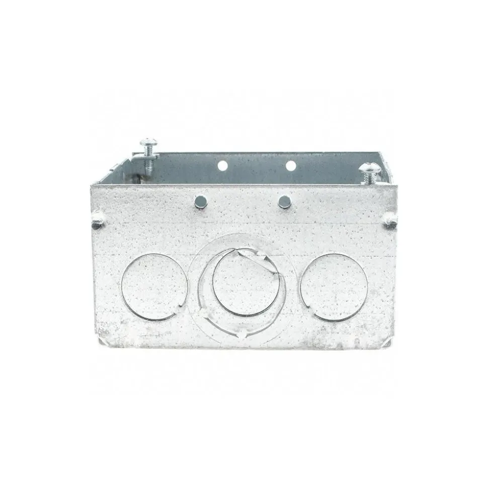 Electrical Junction Box: Steel, Square, 4" OAH, 4" OAW, 2-1/8" OAD, 2 Gangs