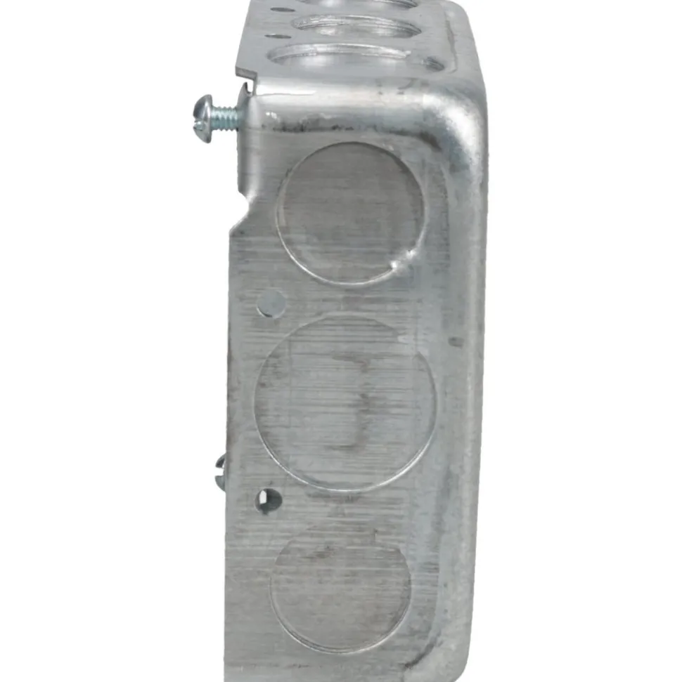 Electrical Junction Box: Steel, Square, 4" OAH, 4" OAW, 1-1/2" OAD, 2 Gangs