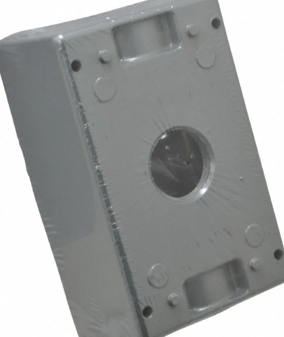Electrical Outlet Box: Aluminum, Rectangle, 4-1/2" OAH, 2-1/2" OAW, 2" OAD, 1 Gang