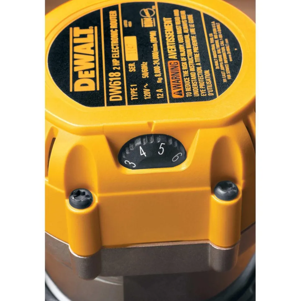 Electric Fixed Base Router: 1/2 & 1/4" Collet, 2.25 hp, 8000-24000 RPM