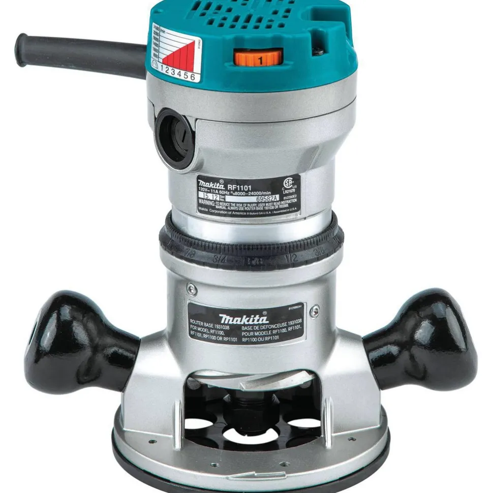 Electric Plunge Base Router: 1/2 & 1/4" Collet, 2.25 hp