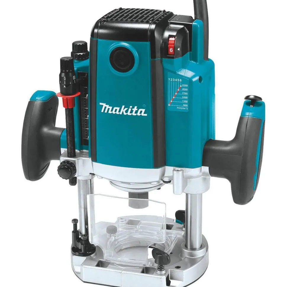 Electric Plunge Base Router: 1/2 & 1/4" Collet, 3.25 hp