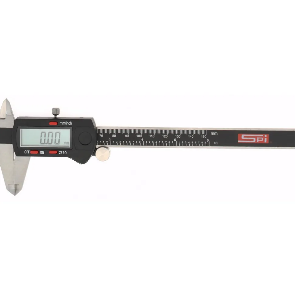 Electronic Caliper: 150.00 mm, 6", 0.0100 mm, 0.0005" Resolution, +/-0.04 mm, +/-0.0015" Accuracy, Stainless Steel