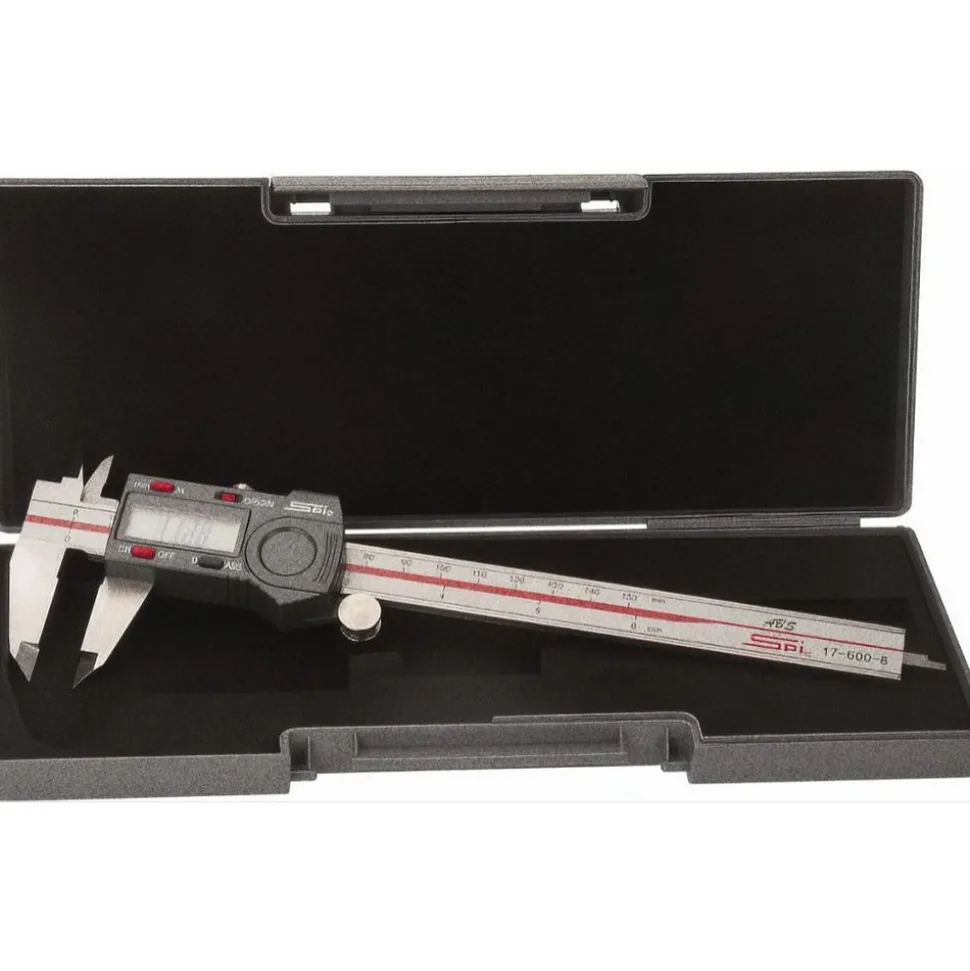 Electronic Caliper: 150.00 mm, 6", 0.0100 mm, 0.0005" Resolution, +/-0.02 mm, +/-0.0010" Accuracy, Calibrated, Data Output, Stainless Steel