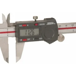 Electronic Caliper: 150.00 mm, 6", 0.0100 mm, 0.0005" Resolution, +/-0.02 mm, +/-0.0010" Accuracy, Calibrated, Data Output, Stainless Steel