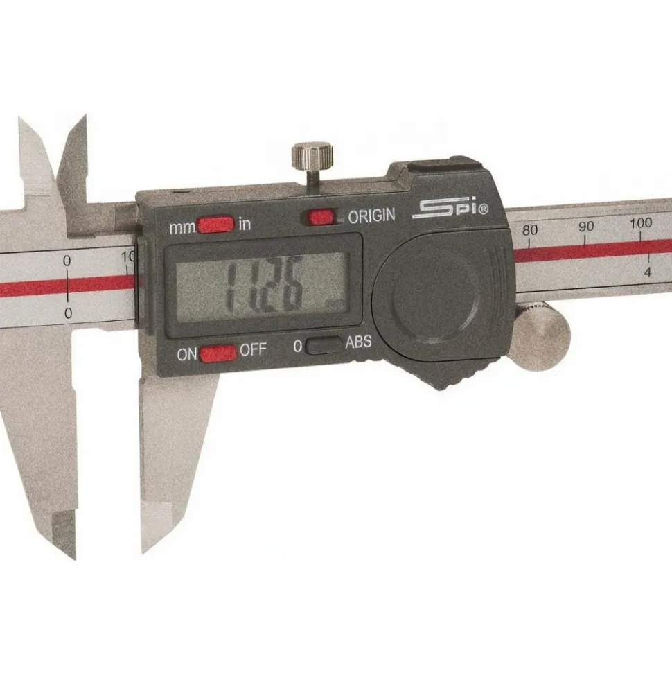 Electronic Caliper: 150.00 mm, 6", 0.0100 mm, 0.0005" Resolution, +/-0.02 mm, +/-0.0010" Accuracy, Calibrated, Data Output, Stainless Steel