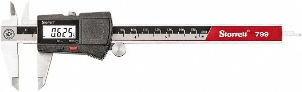 Electronic Caliper: 150.00 mm, 6", 0.01 mm, 0.0005" Resolution, +/-0.02 mm, +/-0.0010" Accuracy, Stainless Steel
