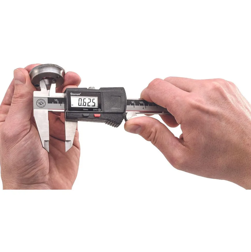 Electronic Caliper: 150.00 mm, 6", 0.01 mm, 0.0005" Resolution, +/-0.02 mm, +/-0.0010" Accuracy, Stainless Steel