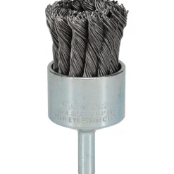 End Brush: 1-1/8" Dia, Steel, Knotted Wire