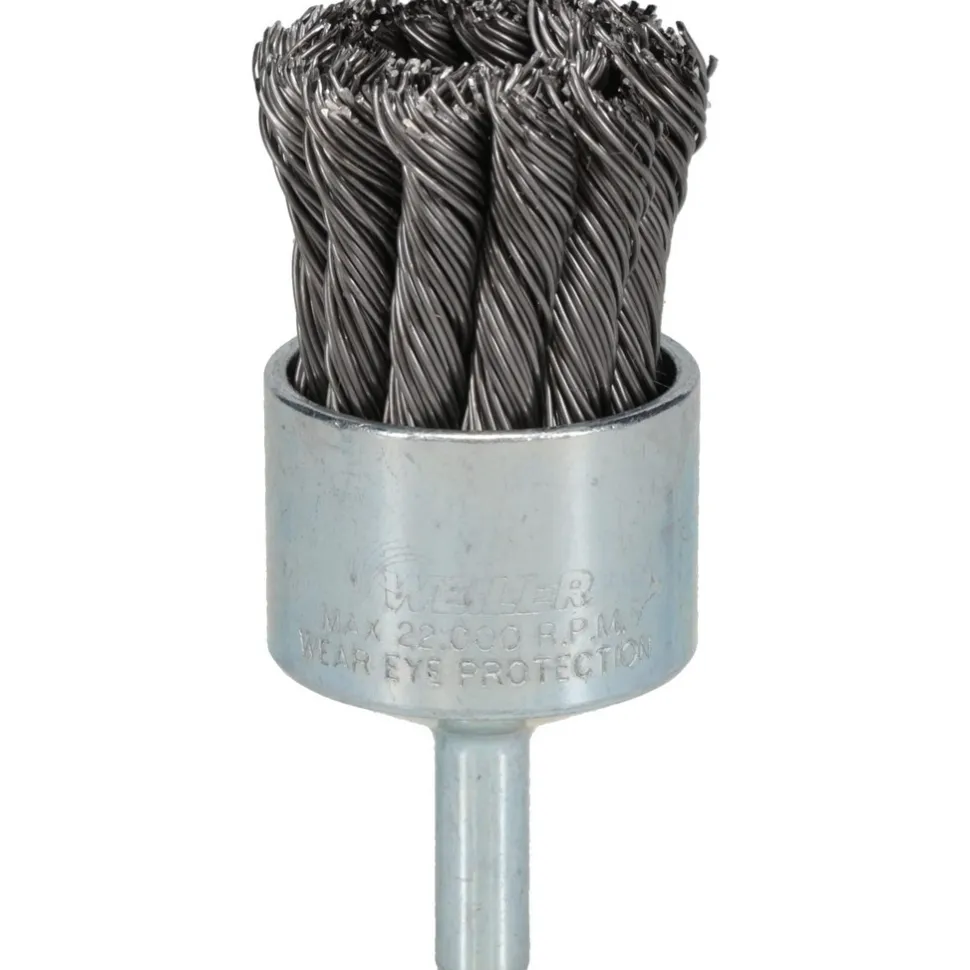End Brush: 1-1/8" Dia, Steel, Knotted Wire
