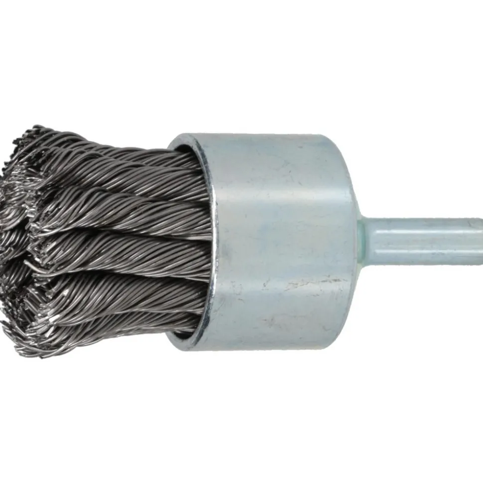 End Brush: 1-1/8" Dia, Steel, Knotted Wire