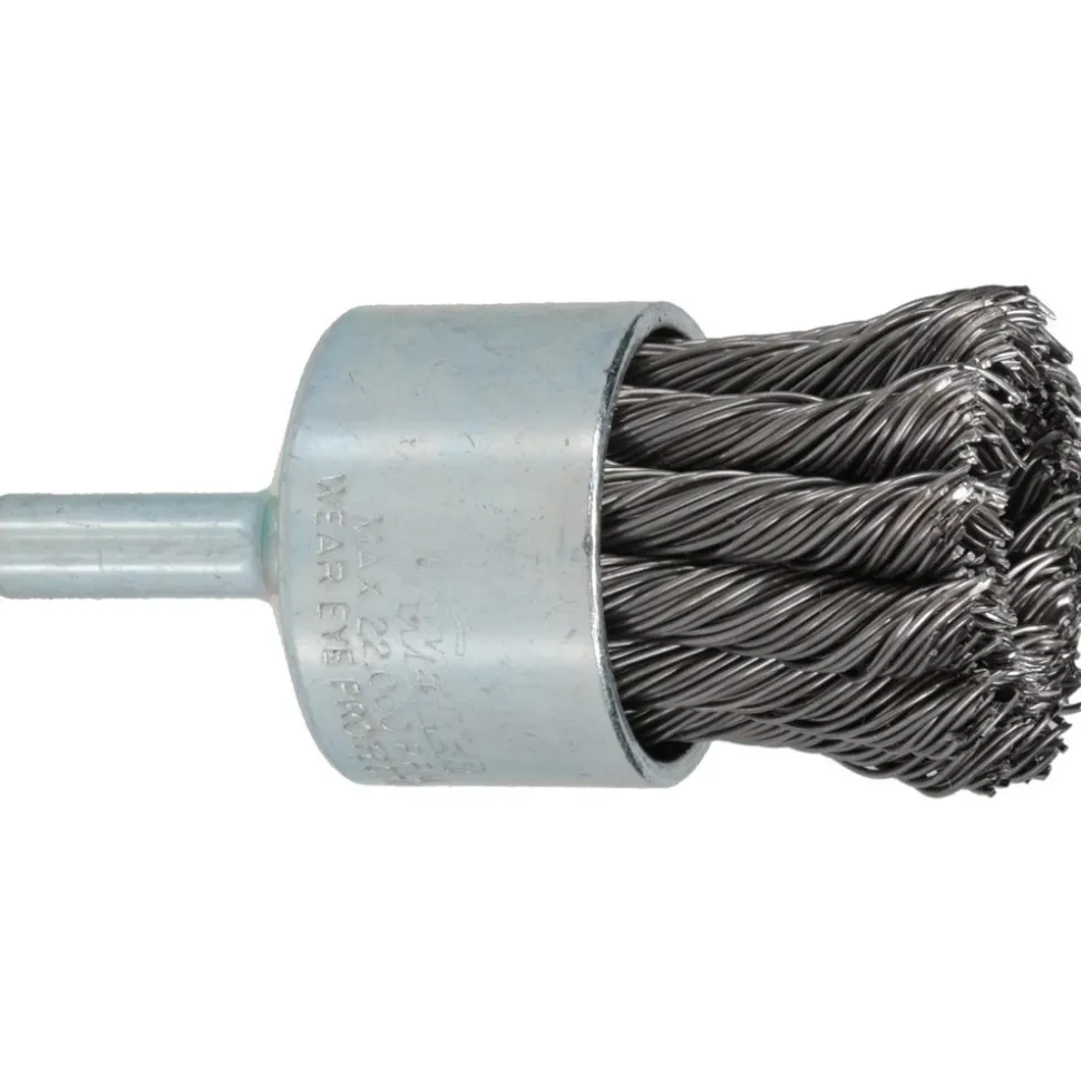 End Brush: 1-1/8" Dia, Steel, Knotted Wire