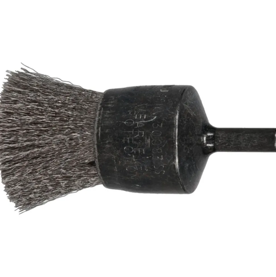 End Brushes: 1" Dia, Stainless Steel, Crimped Wire