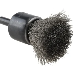 End Brushes: 3/4" Dia, Stainless Steel, Crimped Wire