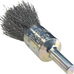 End Brushes: 1/2" Dia, Steel, Crimped Wire