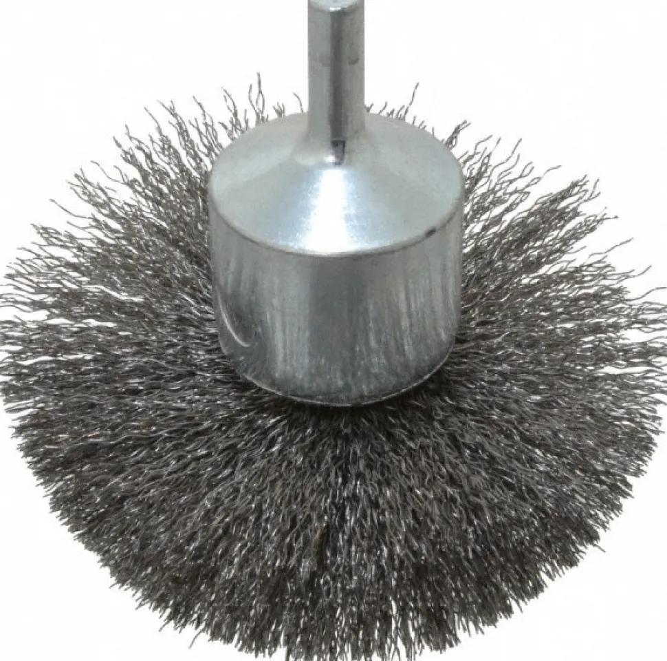 End Brushes: 3" Dia, Steel, Crimped Wire