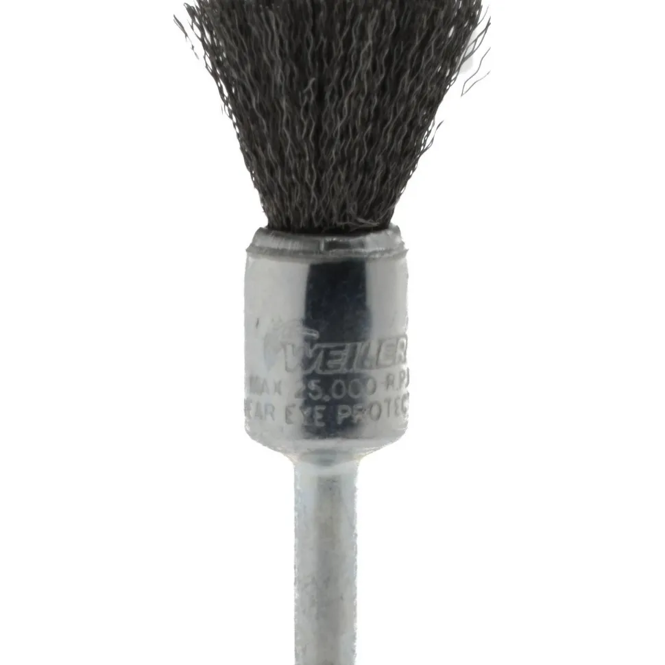 End Brushes: 1/2" Dia, Steel, Crimped Wire