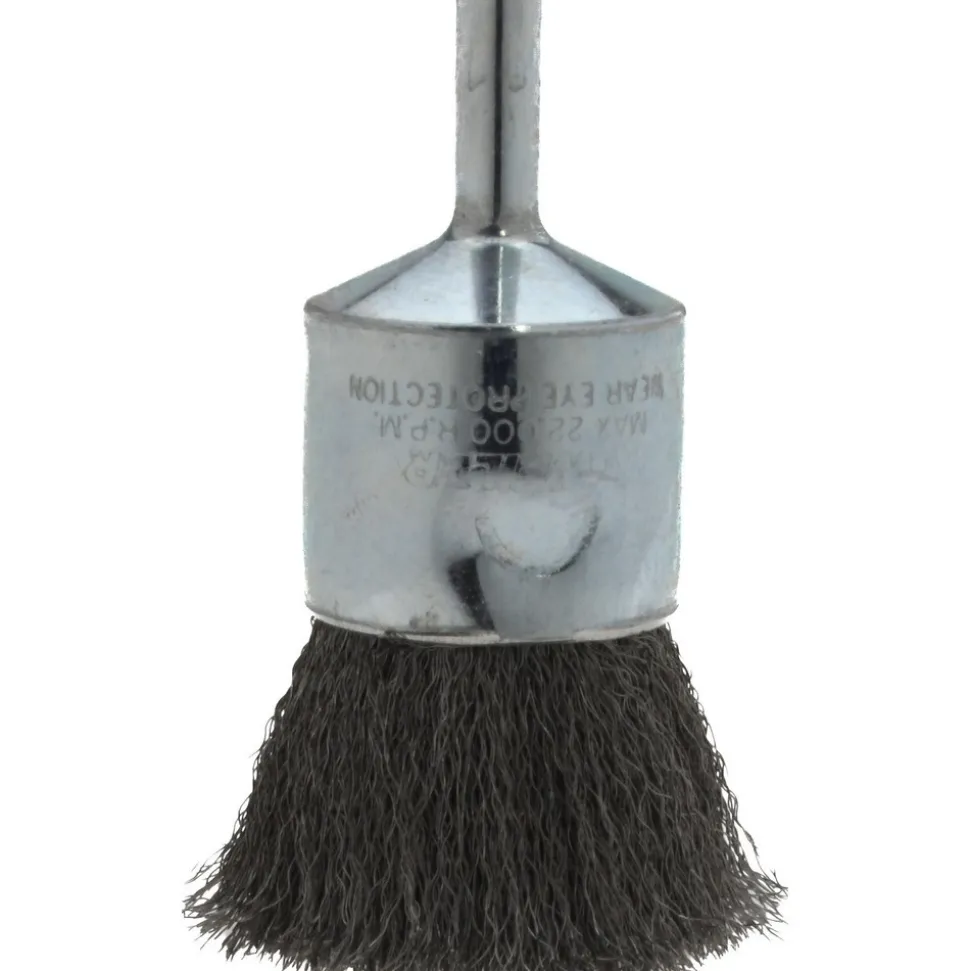 End Brushes: 1" Dia, Steel, Crimped Wire
