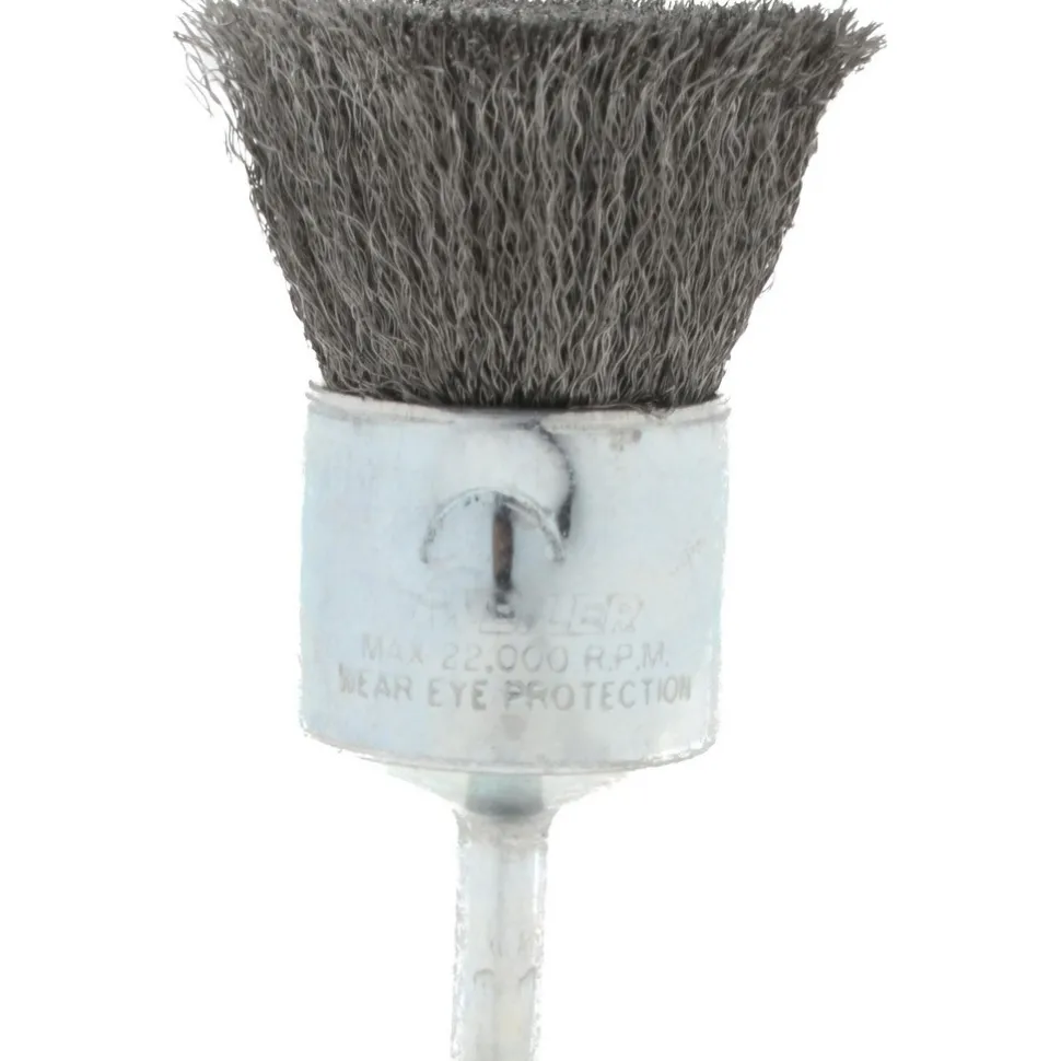 End Brushes: 1" Dia, Steel, Crimped Wire
