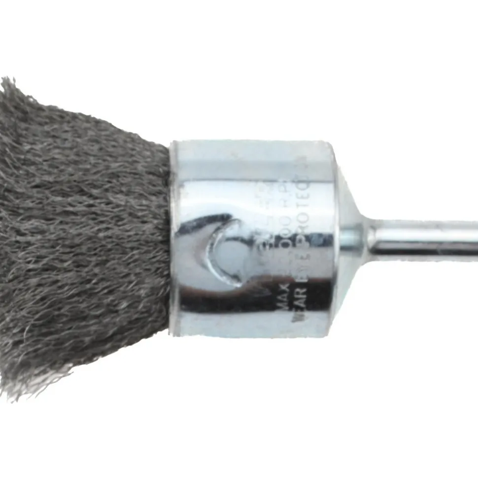 End Brushes: 1" Dia, Steel, Crimped Wire