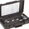 Engine Compression Test Kits; Type: Compression Tester; Number of Pieces: 17.0; Contents: Thread adapters: 10mm, 12mm and 18mm; 12" flex-14mm Long Reach Hose; Full assortment of adapters; 12" flex-14mm Standard Reach Hose; 2-1/2" Gauge; 12" flex-14mm Long Reach Hose