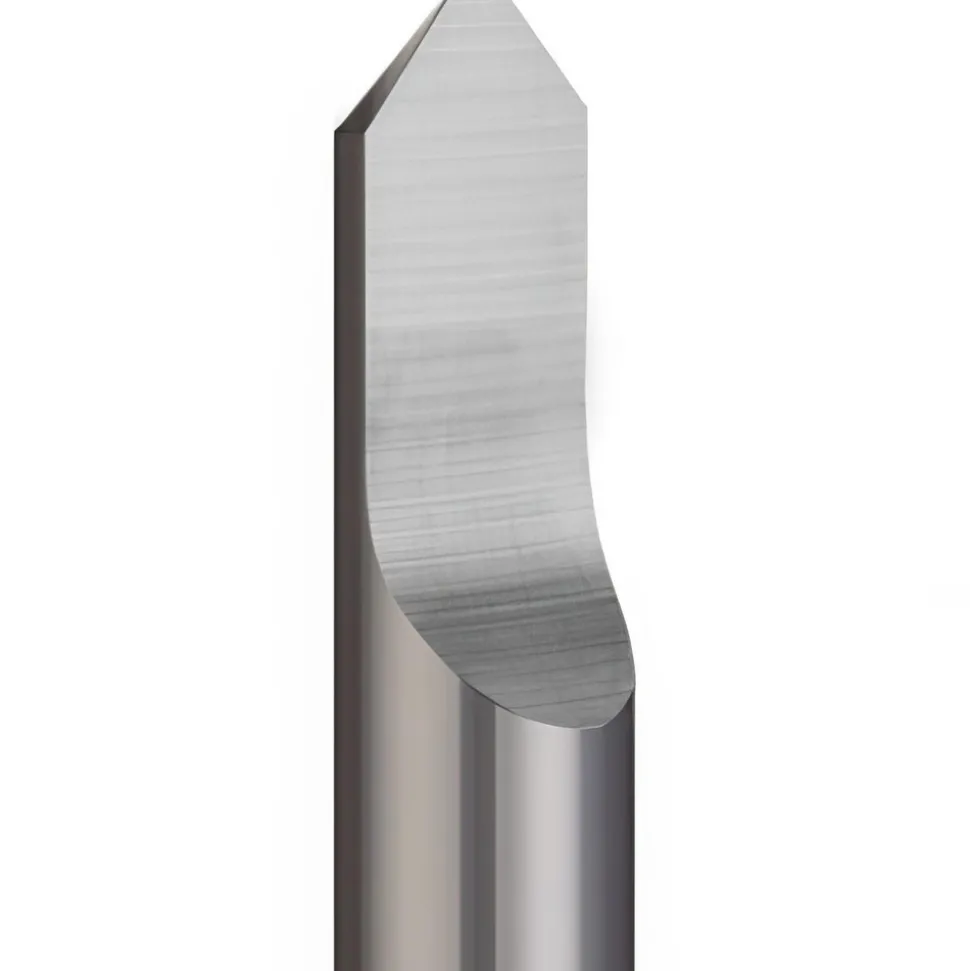 Engraving Cutter: 3/16" Dia, 0.008" Tip Dia, Tipped Off Point, Solid Carbide