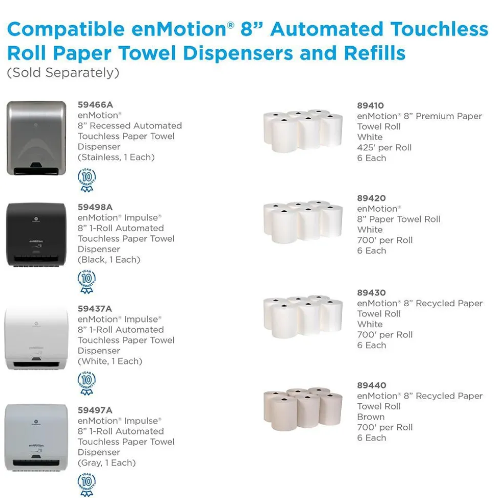 Enmotion 8" Recessed Automated Touchless Paper Towel Dispenser, Stainless Steel