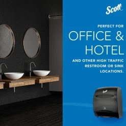 Essential Automatic Hard Roll Towel Dispenser, Black, for Purple Core Scott Roll Towels, 12.70" x 15.76" x 9.57"