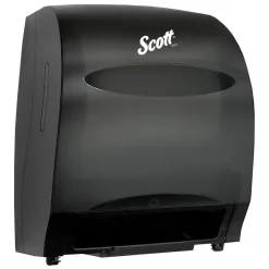 Essential Automatic Hard Roll Towel Dispenser, Black, for Purple Core Scott Roll Towels, 12.70" x 15.76" x 9.57"