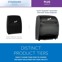Essential Automatic Hard Roll Towel Dispenser, Black, for Purple Core Scott Roll Towels, 12.70