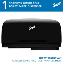 Essential Coreless Jumbo Roll Toilet Paper Dispenser, 2 Roll Capacity, Black, 20.1