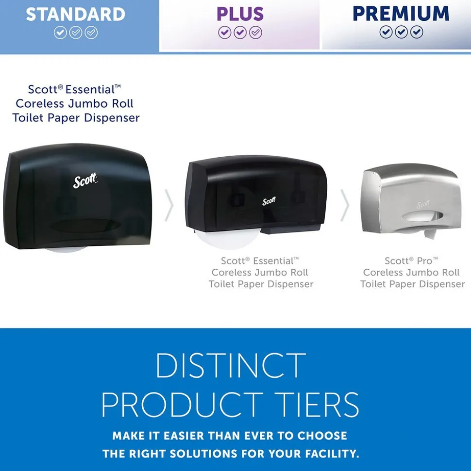 Essential Coreless Jumbo Roll Toilet Paper Dispenser with Stub Roll, Black, 14.25" x 9.75" x 6.00"