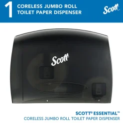 Essential Coreless Jumbo Roll Toilet Paper Dispenser with Stub Roll, Black, 14.25" x 9.75" x 6.00"