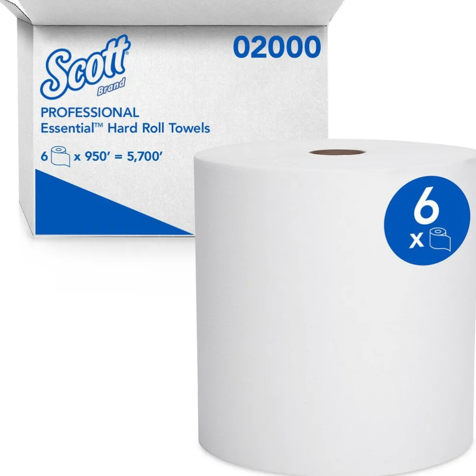 Essential High Capacity Hard Roll Paper Towels, 1.75" Core, White
