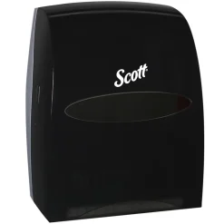 Essential Manual Hard Roll Towel Dispenser, Black, for Purple Core Scott Roll Towels, 12.63" x 16.13" x 10.2"